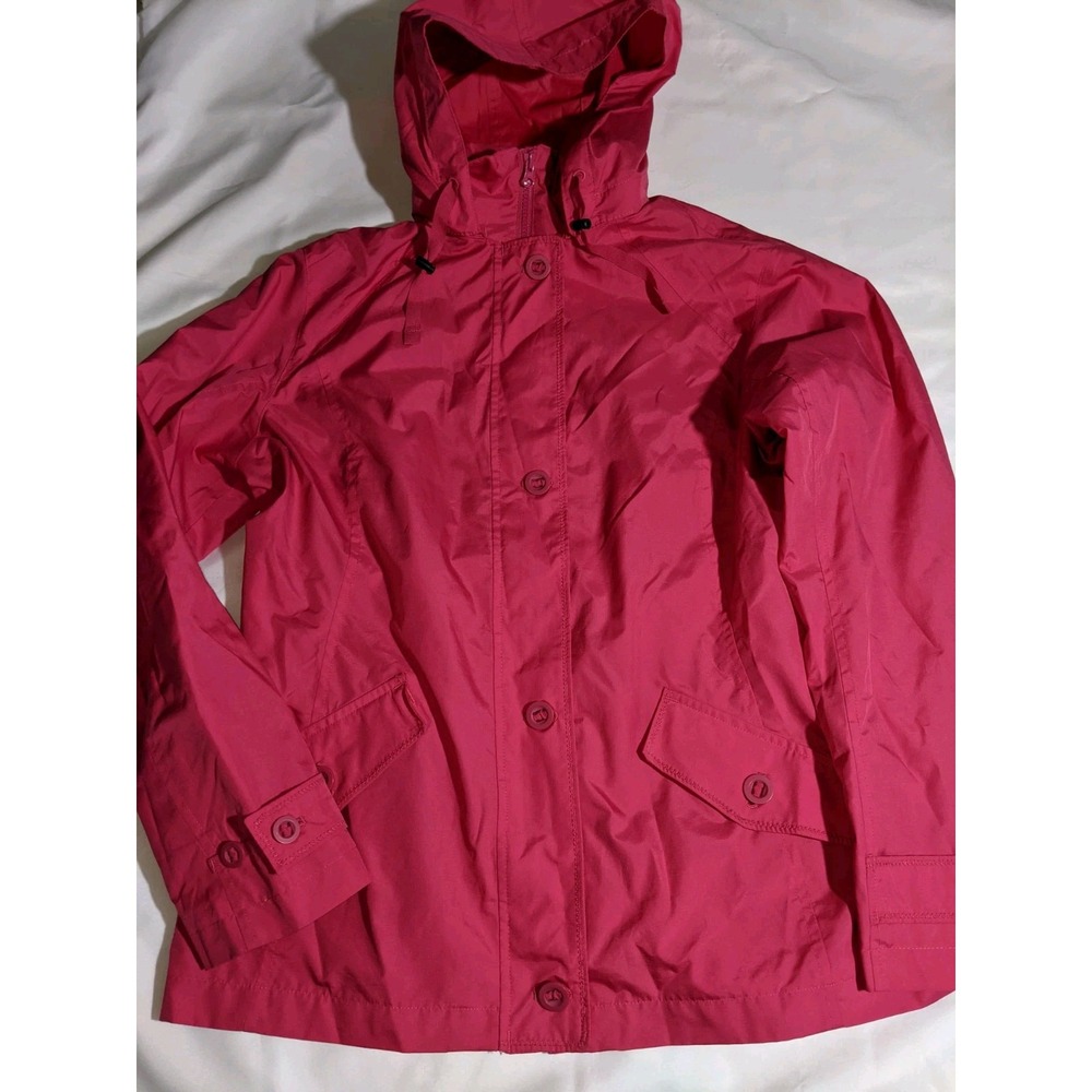 Land's End Jacket Women's Size Medium 10-12 Pink Removable Hood Full‎ Zip Button